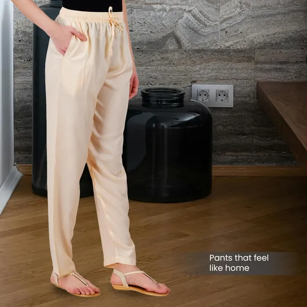 Butter_Cream_Flowy_Rayon_Kurti_Pants_For_Women_Straight_Regular_Fit,_Stylish_Solid_Bottom_Wear_With_Elastic_&_Drawstring,_Side_Pocket,_Casual,_Office,_Party_&_Outdoor_Wear