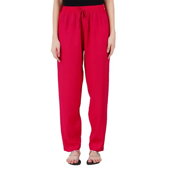 Bright_Pink_Flowy_Rayon_Kurti_Pants_For_Women_Straight_Regular_Fit,_Stylish_Solid_Bottom_Wear_With_Elastic_&_Drawstring,_Side_Pocket,_Casual,_Office,_Party_&_Outdoor_Wear