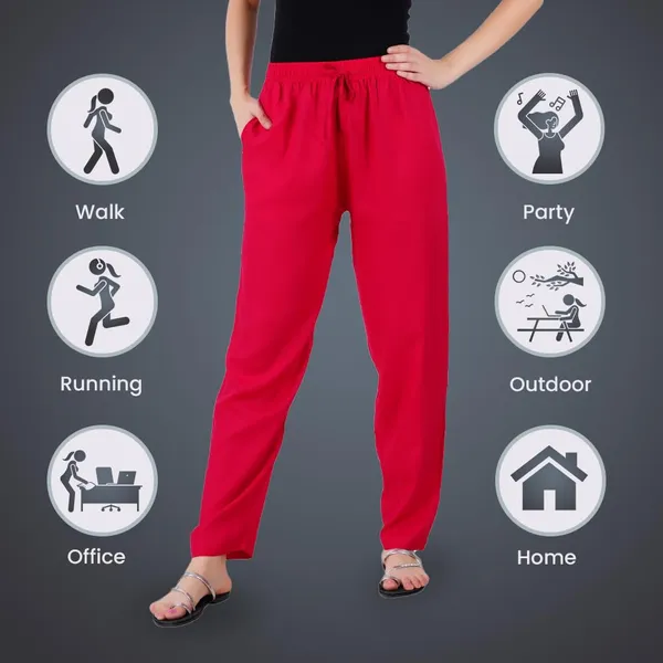 Bright_Pink_Flowy_Rayon_Kurti_Pants_For_Women_Straight_Regular_Fit,_Stylish_Solid_Bottom_Wear_With_Elastic_&_Drawstring,_Side_Pocket,_Casual,_Office,_Party_&_Outdoor_Wear