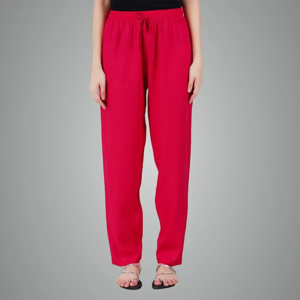 Bright_Pink_Flowy_Rayon_Kurti_Pants_For_Women_Straight_Regular_Fit,_Stylish_Solid_Bottom_Wear_With_Elastic_&_Drawstring,_Side_Pocket,_Casual,_Office,_Party_&_Outdoor_Wear