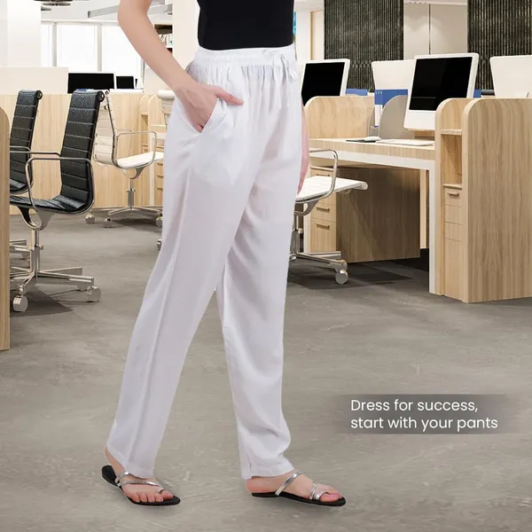 Blanco_White_Flowy_Rayon_Kurti_Pants_For_Women_Straight_Regular_Fit,_Stylish_Solid_Bottom_Wear_With_Elastic_&_Drawstring,_Side_Pocket,_Casual,_Office,_Party_&_Outdoor_Wear