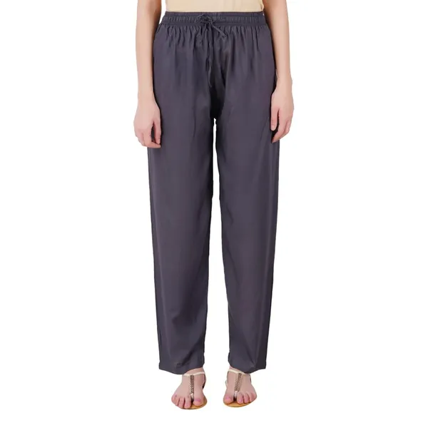 Charcoal_Grey_Flowy_Rayon_Kurti_Pants_For_Women_Straight_Regular_Fit,_Stylish_Solid_Bottom_Wear_With_Elastic_&_Drawstring,_Side_Pocket,_Casual,_Office,_Party_&_Outdoor_Wear