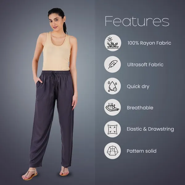 Charcoal_Grey_Flowy_Rayon_Kurti_Pants_For_Women_Straight_Regular_Fit,_Stylish_Solid_Bottom_Wear_With_Elastic_&_Drawstring,_Side_Pocket,_Casual,_Office,_Party_&_Outdoor_Wear
