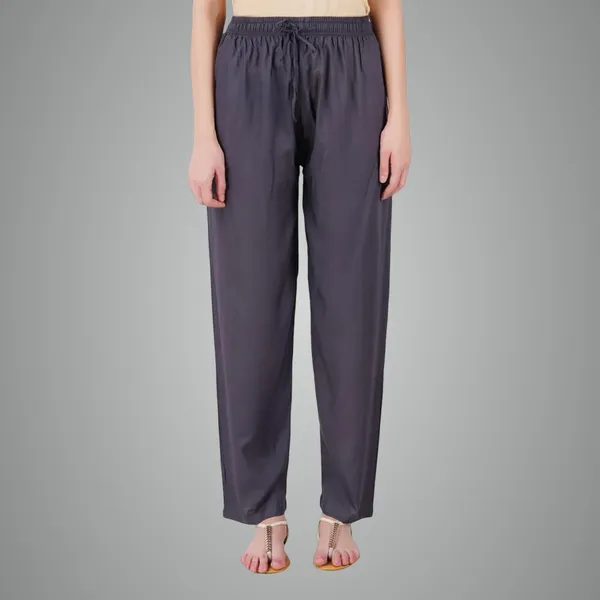Charcoal_Grey_Flowy_Rayon_Kurti_Pants_For_Women_Straight_Regular_Fit,_Stylish_Solid_Bottom_Wear_With_Elastic_&_Drawstring,_Side_Pocket,_Casual,_Office,_Party_&_Outdoor_Wear
