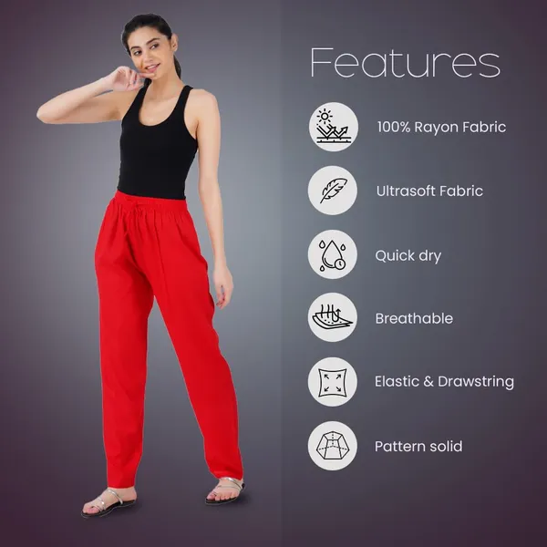 Chilly_Red_Flowy_Rayon_Kurti_Pants_For_Women_Straight_Regular_Fit,_Stylish_Solid_Bottom_Wear_With_Elastic_&_Drawstring,_Side_Pocket,_Casual,_Office,_Party_&_Outdoor_Wear