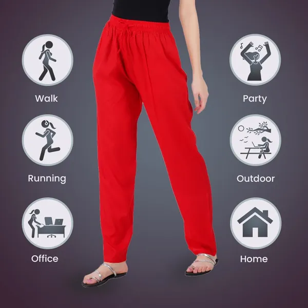 Chilly_Red_Flowy_Rayon_Kurti_Pants_For_Women_Straight_Regular_Fit,_Stylish_Solid_Bottom_Wear_With_Elastic_&_Drawstring,_Side_Pocket,_Casual,_Office,_Party_&_Outdoor_Wear