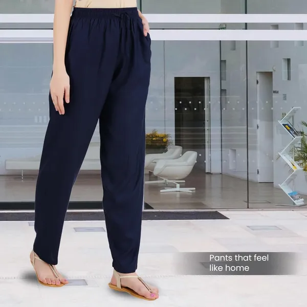 Midnight_Blue_Flowy_Rayon_Kurti_Pants_For_Women_Straight_Regular_Fit,_Stylish_Solid_Bottom_Wear_With_Elastic_&_Drawstring,_Side_Pocket,_Casual,_Office,_Party_&_Outdoor_Wear