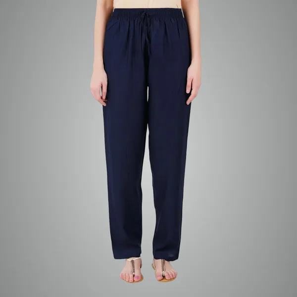 Midnight_Blue_Flowy_Rayon_Kurti_Pants_For_Women_Straight_Regular_Fit,_Stylish_Solid_Bottom_Wear_With_Elastic_&_Drawstring,_Side_Pocket,_Casual,_Office,_Party_&_Outdoor_Wear