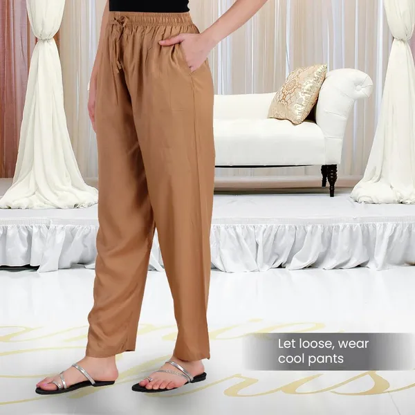 Mustard_Yellow_Flowy_Rayon_Kurti_Pants_For_Women_Straight_Regular_Fit,_Stylish_Solid_Bottom_Wear_With_Elastic_&_Drawstring,_Side_Pocket,_Casual,_Office,_Party_&_Outdoor_Wear