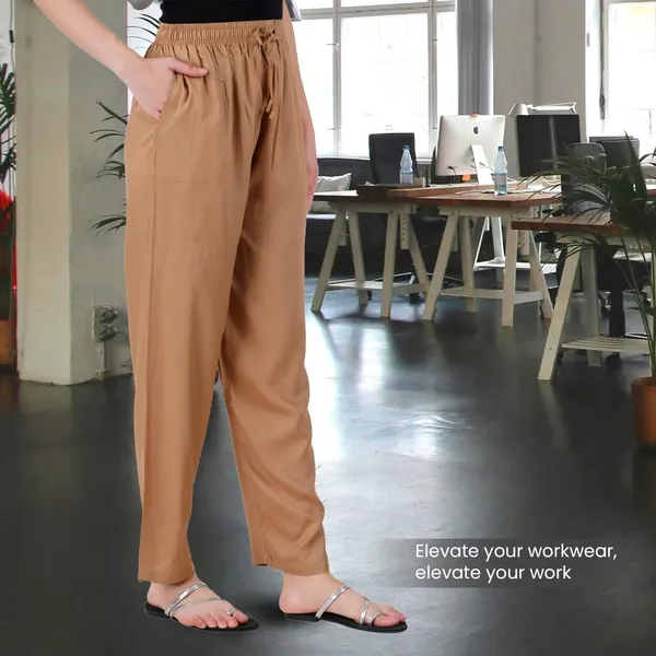 Mustard_Yellow_Flowy_Rayon_Kurti_Pants_For_Women_Straight_Regular_Fit,_Stylish_Solid_Bottom_Wear_With_Elastic_&_Drawstring,_Side_Pocket,_Casual,_Office,_Party_&_Outdoor_Wear