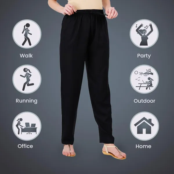 Black_Flowy_Rayon_Kurti_Pants_For_Women_Straight_Regular_Fit,_Stylish_Solid_Bottom_Wear_With_Elastic_&_Drawstring,_Side_Pocket,_Casual,_Office,_Party_&_Outdoor_Wear
