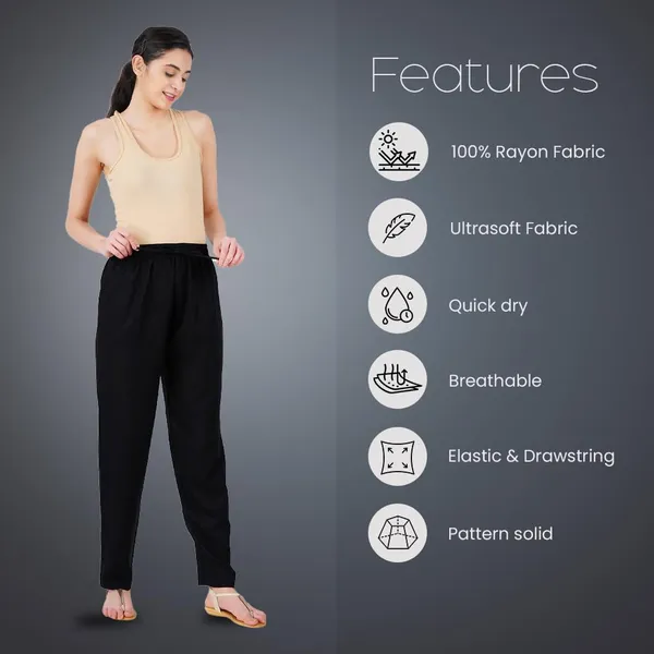 Black_Flowy_Rayon_Kurti_Pants_For_Women_Straight_Regular_Fit,_Stylish_Solid_Bottom_Wear_With_Elastic_&_Drawstring,_Side_Pocket,_Casual,_Office,_Party_&_Outdoor_Wear