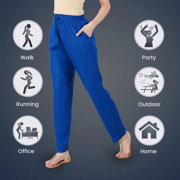 Royal_Blue_Flowy_Rayon_Kurti_Pants_For_Women_Straight_Regular_Fit,_Stylish_Solid_Bottom_Wear_With_Elastic_&_Drawstring,_Side_Pocket,_Casual,_Office,_Party_&_Outdoor_Wear