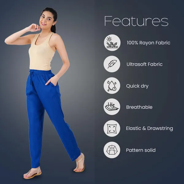 Royal_Blue_Flowy_Rayon_Kurti_Pants_For_Women_Straight_Regular_Fit,_Stylish_Solid_Bottom_Wear_With_Elastic_&_Drawstring,_Side_Pocket,_Casual,_Office,_Party_&_Outdoor_Wear