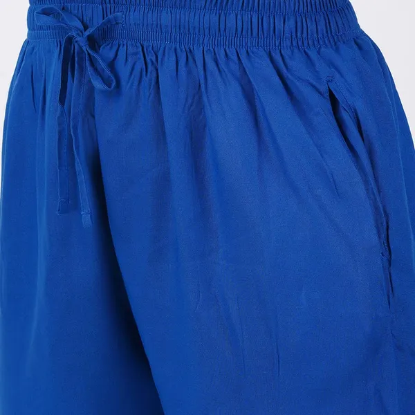 Royal_Blue_Flowy_Rayon_Kurti_Pants_For_Women_Straight_Regular_Fit,_Stylish_Solid_Bottom_Wear_With_Elastic_&_Drawstring,_Side_Pocket,_Casual,_Office,_Party_&_Outdoor_Wear