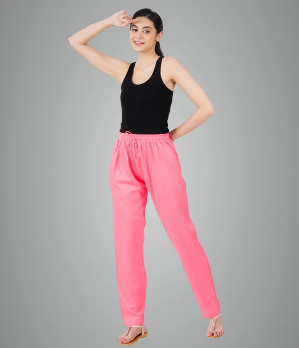 Shell_Pink_Flowy_Rayon_Kurti_Pant_For_Women