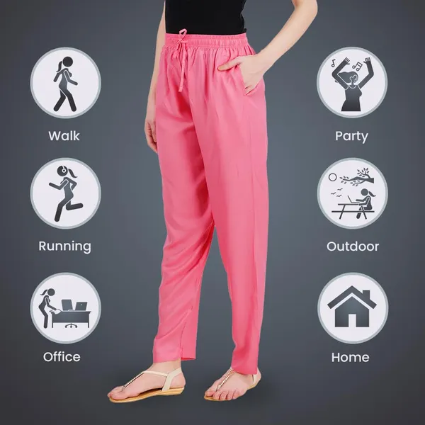 Strawberry_Pink_Flowy_Rayon_Kurti_Pants_For_Women_Straight_Regular_Fit,_Stylish_Solid_Bottom_Wear_With_Elastic_&_Drawstring,_Side_Pocket,_Casual,_Office,_Party_&_Outdoor_Wear