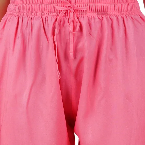 Strawberry_Pink_Flowy_Rayon_Kurti_Pants_For_Women_Straight_Regular_Fit,_Stylish_Solid_Bottom_Wear_With_Elastic_&_Drawstring,_Side_Pocket,_Casual,_Office,_Party_&_Outdoor_Wear