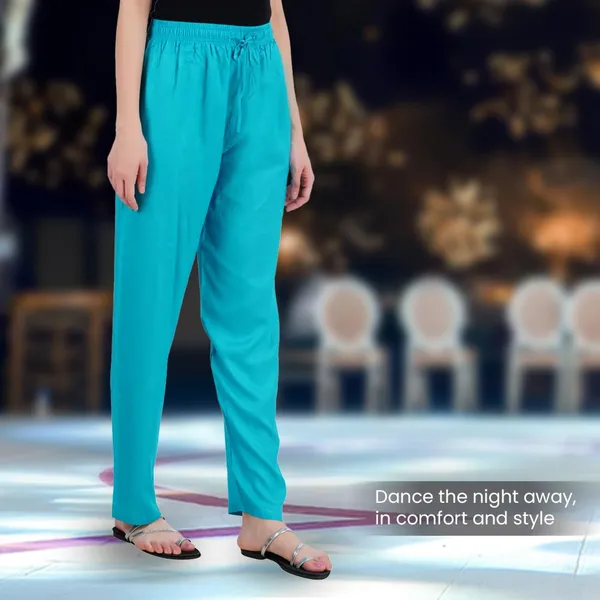 Blue_Flowy_Rayon_Kurti_Pants_For_Women_Straight_Regular_Fit,_Stylish_Solid_Bottom_Wear_With_Elastic_&_Drawstring,_Side_Pocket,_Casual,_Office,_Party_&_Outdoor_Wear