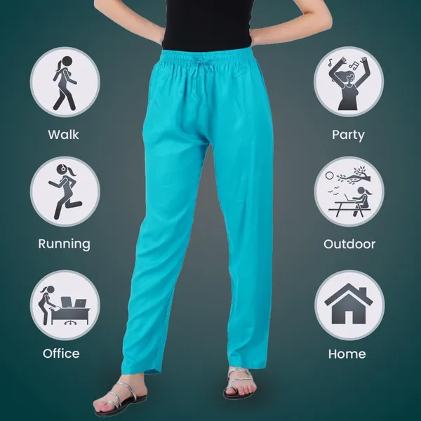 Blue_Flowy_Rayon_Kurti_Pants_For_Women_Straight_Regular_Fit,_Stylish_Solid_Bottom_Wear_With_Elastic_&_Drawstring,_Side_Pocket,_Casual,_Office,_Party_&_Outdoor_Wear