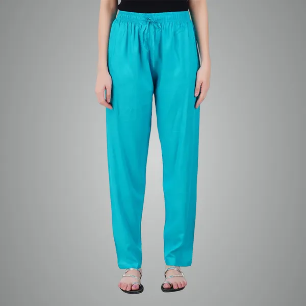 Blue_Flowy_Rayon_Kurti_Pants_For_Women_Straight_Regular_Fit,_Stylish_Solid_Bottom_Wear_With_Elastic_&_Drawstring,_Side_Pocket,_Casual,_Office,_Party_&_Outdoor_Wear