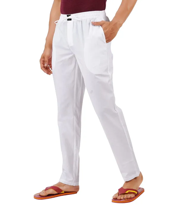 Blanco_White_100%_Cotton_Pyjama_Pant,_Regular_Fit_Track_Trouser_For_Men_With_Waistband_&_Drawstring_|_2_Side_Pockets_|_Casual_|_Outdoor_Wear