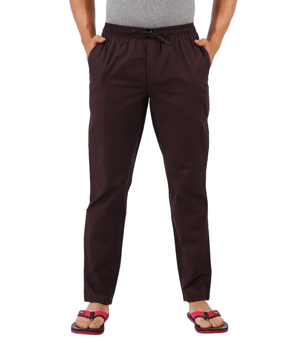 Coffee_Brown_100%_Cotton_Pyjama_Pant,_Regular_Fit_Track_Trouser_For_Men_With_Waistband_&_Drawstring_|_2_Side_Pockets_|_Casual_|_Outdoor_Wear