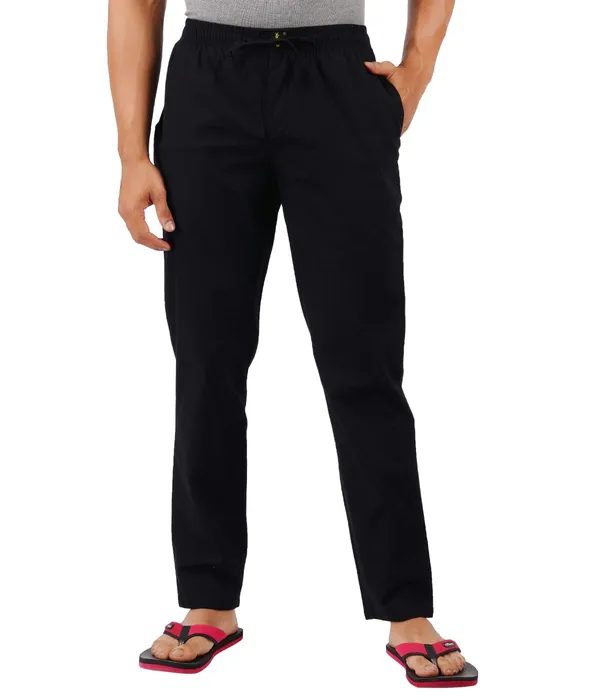 Black_100%_Cotton_Pyjama_Pant,_Regular_Fit_Track_Trouser_For_Men_With_Waistband_&_Drawstring_|_2_Side_Pockets_|_Casual_|_Outdoor_Wear