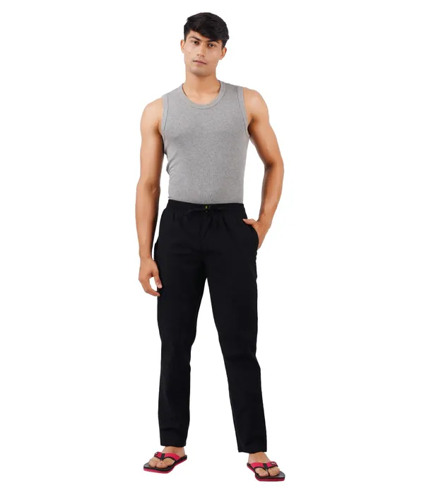 Black_100%_Cotton_Pyjama_Pant,_Regular_Fit_Track_Trouser_For_Men_With_Waistband_&_Drawstring_|_2_Side_Pockets_|_Casual_|_Outdoor_Wear