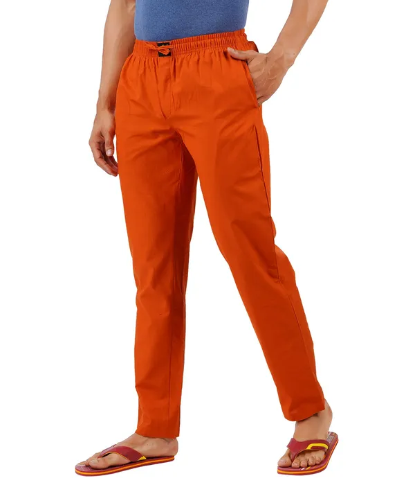 Burnt_Orange_100%_Cotton_Pyjama_Pant,_Regular_Fit_Track_Trouser_For_Men_With_Waistband_&_Drawstring_|_2_Side_Pockets_|_Casual_|_Outdoor_Wear