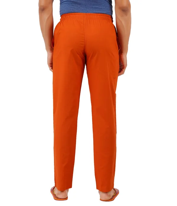 Burnt_Orange_100%_Cotton_Pyjama_Pant,_Regular_Fit_Track_Trouser_For_Men_With_Waistband_&_Drawstring_|_2_Side_Pockets_|_Casual_|_Outdoor_Wear