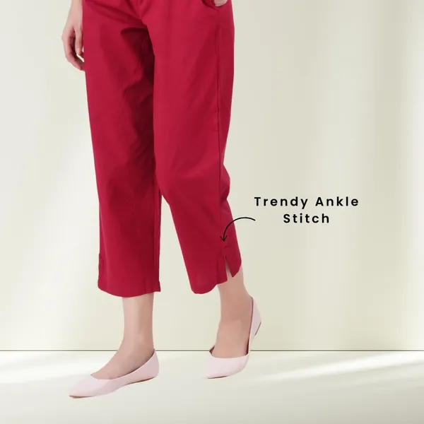 Burgundy_Maroon_Parallel_Pants_-_Modern_Cotton_Trousers_-_Smart_Ankle_Length_-_Work_|_Office_|_Home_|_Regular_Fit_Wear