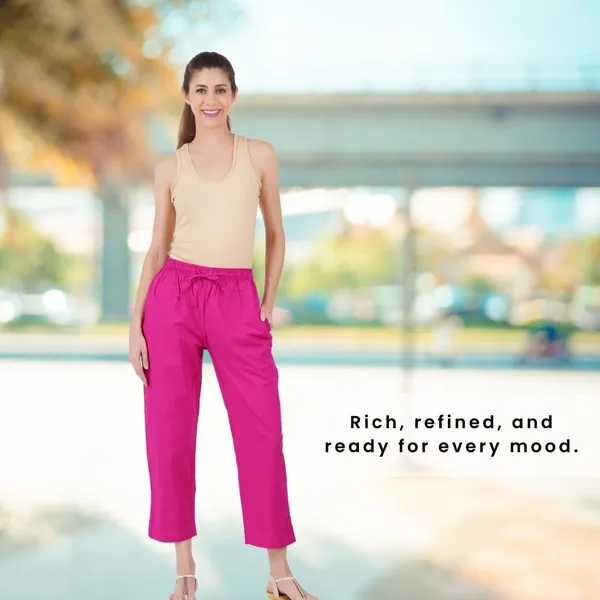 Fushia_Pink_Parallel_Pants_-_Modern_Cotton_Trousers_-_Smart_Ankle_Length_-_Work_|_Office_|_Home_|_Regular_Fit_Wear