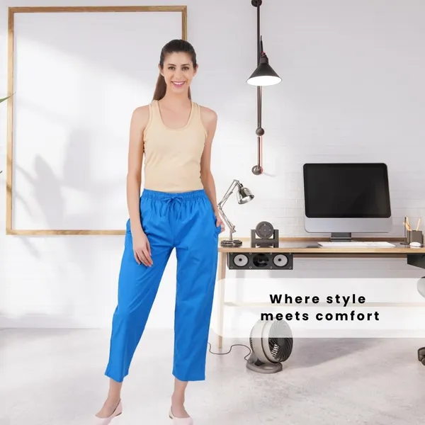 Plum_Blue_Parallel_Pants_-_Modern_Cotton_Trousers_-_Smart_Ankle_Length_-_Work_|_Office_|_Home_|_Regular_Fit_Wear