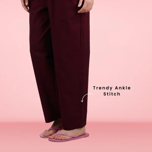 Rosewood_Meroon_Parallel_Pants_-_Modern_Cotton_Trousers_-_Smart_Ankle_Length_-_Work_|_Office_|_Home_|_Regular_Fit_Wear