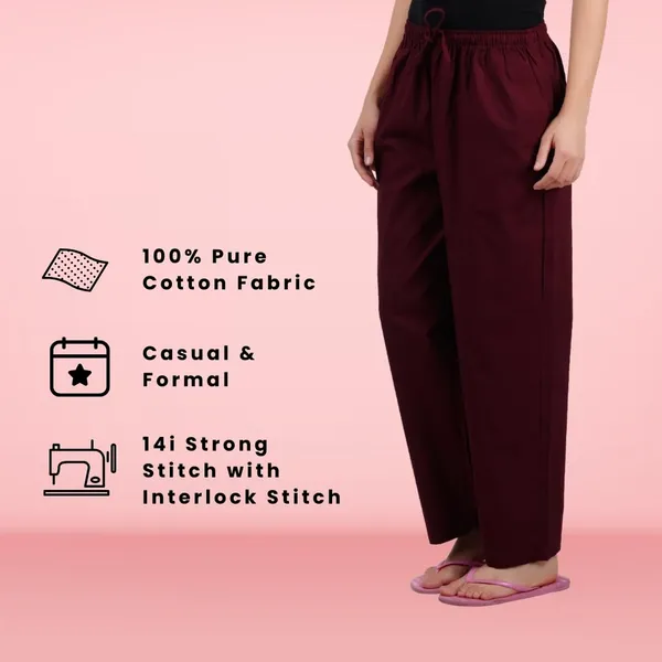 Rosewood_Meroon_Parallel_Pants_-_Modern_Cotton_Trousers_-_Smart_Ankle_Length_-_Work_|_Office_|_Home_|_Regular_Fit_Wear