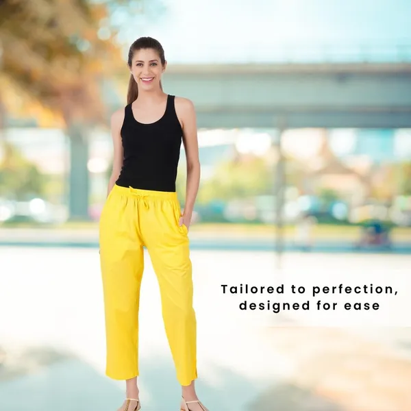 Summer_Yellow_Parallel_Pants_-_Modern_Cotton_Trousers_-_Smart_Ankle_Length_-_Work_|_Office_|_Home_|_Regular_Fit_Wear