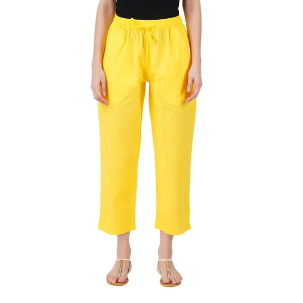 Summer_Yellow_Parallel_Pants_-_Modern_Cotton_Trousers_-_Smart_Ankle_Length_-_Work_|_Office_|_Home_|_Regular_Fit_Wear