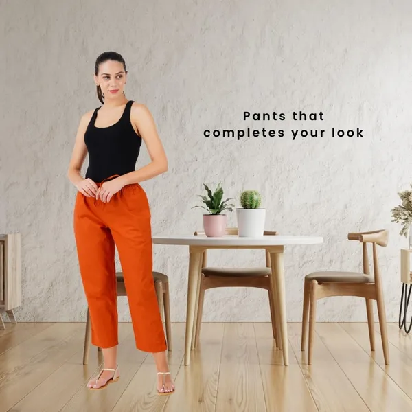 Burnt_Orange_Parallel_Pants_-_Modern_Cotton_Trousers_-_Smart_Ankle_Length_-_Work_|_Office_|_Home_|_Regular_Fit_Wear