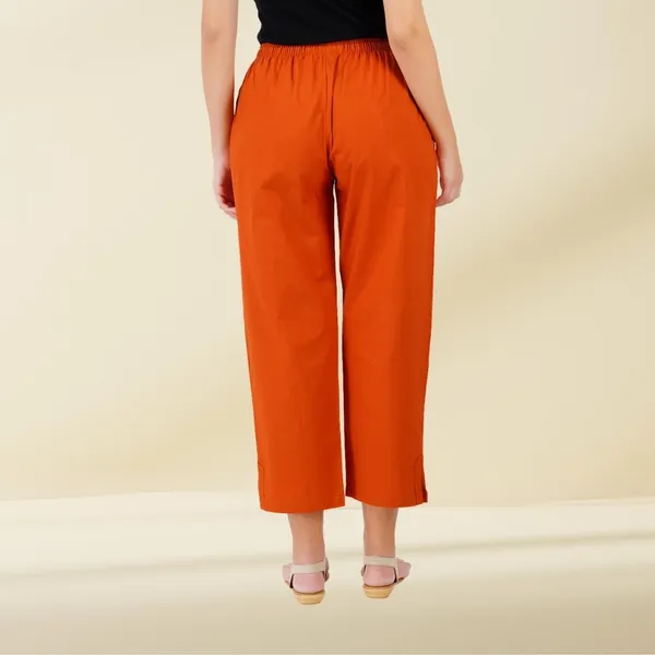 Burnt_Orange_Parallel_Pants_-_Modern_Cotton_Trousers_-_Smart_Ankle_Length_-_Work_|_Office_|_Home_|_Regular_Fit_Wear