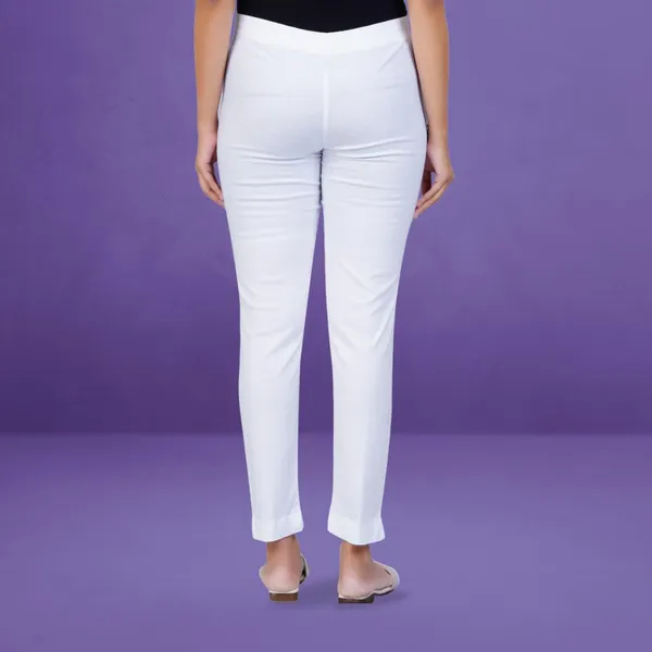 Blanco_White_Natural_Cotton_Blend_-_Lycra_-_30%_Stretch_Kurti_Pants_For_Women_-_Ankle,_Soft,_Elasticated_Waist,_Zip_Pocket_-_Office,_Work,_Home_Legging_Fit_Regular_Trouser