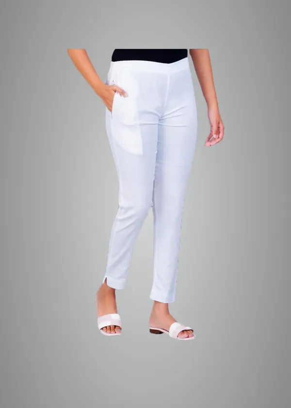 Blanco_White_Natural_Cotton_Blend_-_Lycra_-_30%_Stretch_Kurti_Pants_For_Women_-_Ankle,_Soft,_Elasticated_Waist,_Zip_Pocket_-_Office,_Work,_Home_Legging_Fit_Regular_Trouser