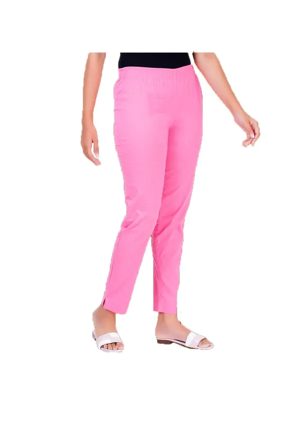 Baby_Pink_Natural_Cotton_Blend_-_Lycra_-_30%_Stretch_Kurti_Pants_For_Women_-_Ankle,_Soft,_Elasticated_Waist,_Zip_Pocket_-_Office,_Work,_Home_Legging_Fit_Regular_Trouser