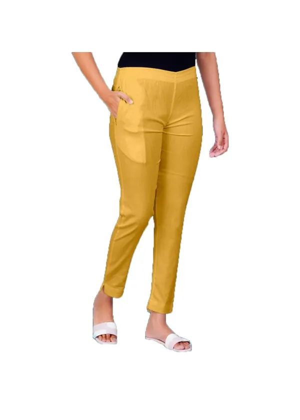 Sand_Khaki_Natural_Cotton_Blend_-_Lycra_-_30%_Stretch_Kurti_Pants_For_Women_-_Ankle,_Soft,_Elasticated_Waist,_Zip_Pocket_-_Office,_Work,_Home_Legging_Fit_Regular_Trouser