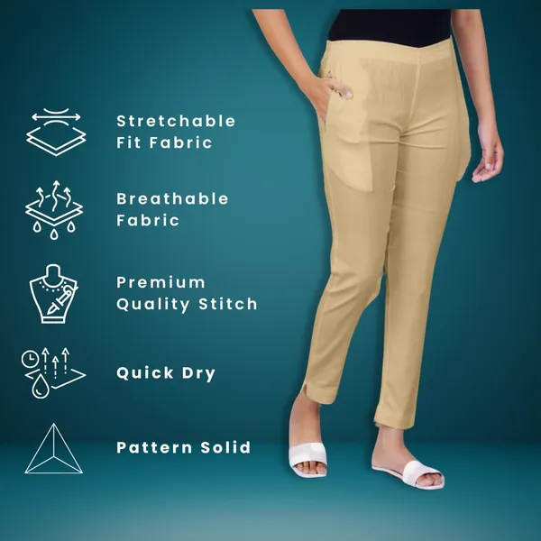 Sand_Khaki_Natural_Cotton_Blend_-_Lycra_-_30%_Stretch_Kurti_Pants_For_Women_-_Ankle,_Soft,_Elasticated_Waist,_Zip_Pocket_-_Office,_Work,_Home_Legging_Fit_Regular_Trouser