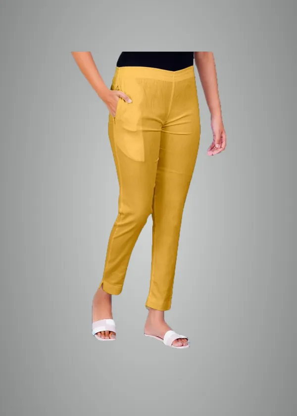 Sand_Khaki_Natural_Cotton_Blend_-_Lycra_-_30%_Stretch_Kurti_Pants_For_Women_-_Ankle,_Soft,_Elasticated_Waist,_Zip_Pocket_-_Office,_Work,_Home_Legging_Fit_Regular_Trouser