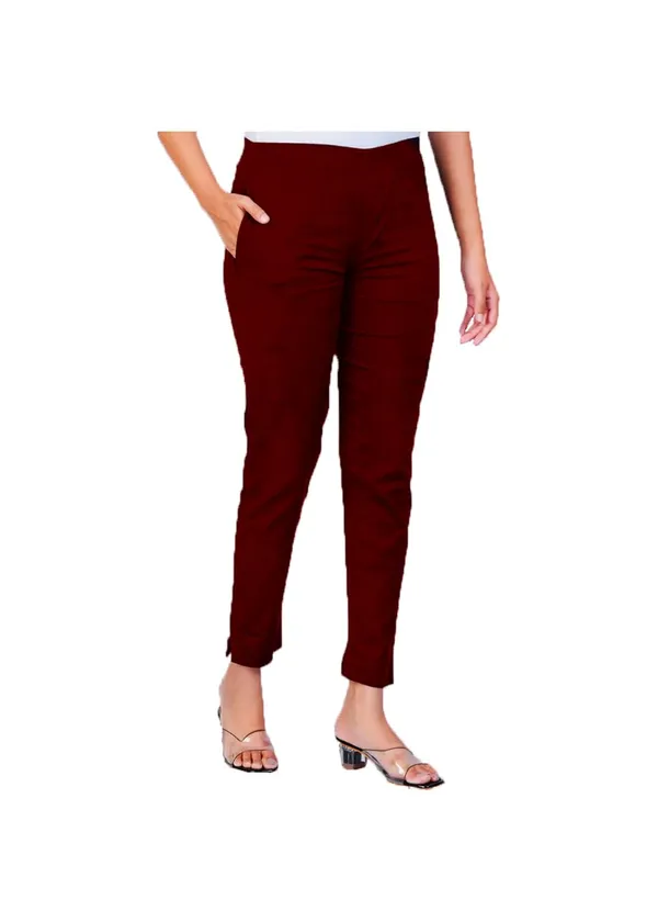 Meroon_Natural_Cotton_Blend_-_Lycra_-_30%_Stretch_Kurti_Pants_For_Women_-_Ankle,_Soft,_Elasticated_Waist,_Zip_Pocket_-_Office,_Work,_Home_Legging_Fit_Regular_Trouser