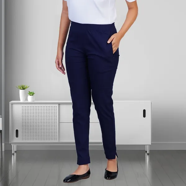Navy_Blue_Natural_Cotton_Blend_-_Lycra_-_30%_Stretch_Kurti_Pants_For_Women_-_Ankle,_Soft,_Elasticated_Waist,_Zip_Pocket_-_Office,_Work,_Home_Legging_Fit_Regular_Trouser