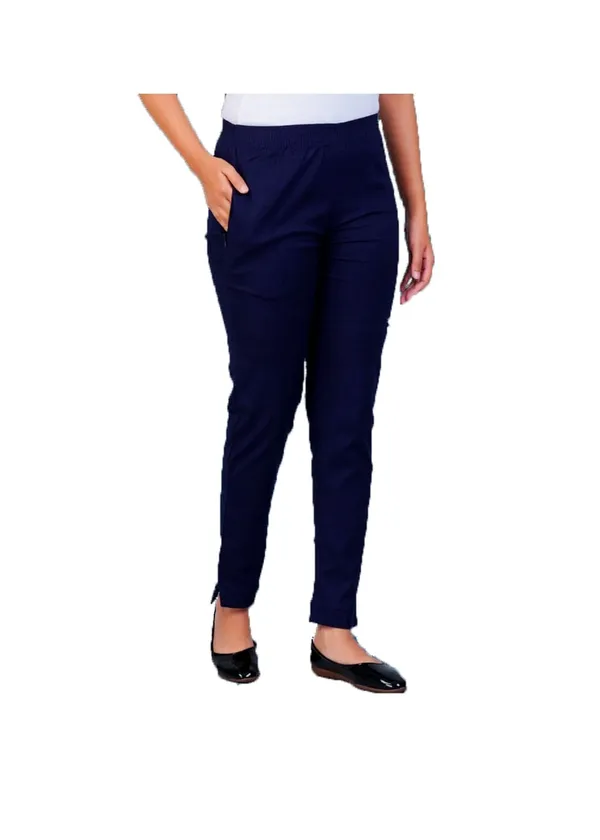 Navy_Blue_Natural_Cotton_Blend_-_Lycra_-_30%_Stretch_Kurti_Pants_For_Women_-_Ankle,_Soft,_Elasticated_Waist,_Zip_Pocket_-_Office,_Work,_Home_Legging_Fit_Regular_Trouser