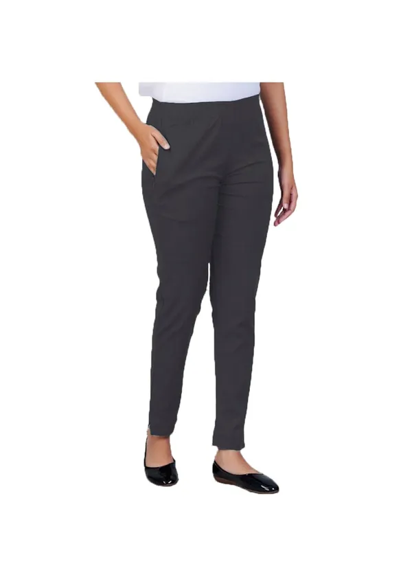 Steel_Grey_Natural_Cotton_Blend_-_Lycra_-_30%_Stretch_Kurti_Pants_For_Women_-_Ankle,_Soft,_Elasticated_Waist,_Zip_Pocket_-_Office,_Work,_Home_Legging_Fit_Regular_Trouser